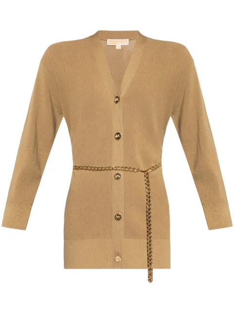 Michael Michael Kors chain belted long cardigan Neutrals MF360O24VR