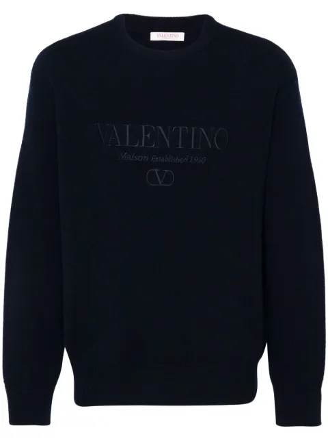 Valentino Garavani embroidered-logo knitted jumper Blue VKC30AACF