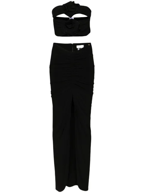NISSA floral-appliqué skirt set Black SETTF1342BLACK
