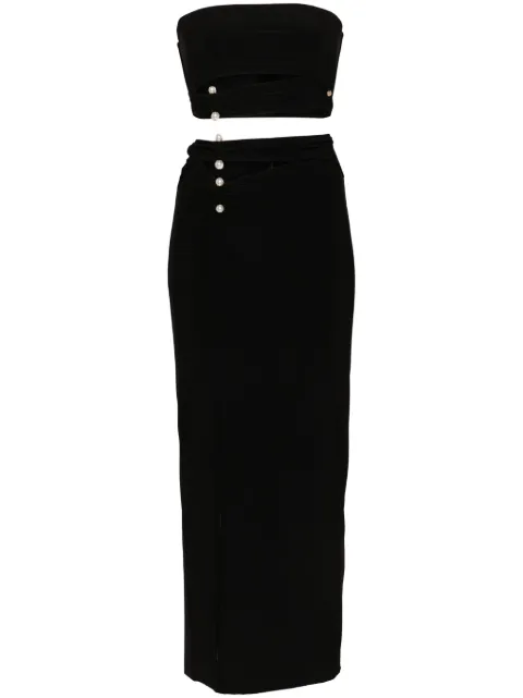NISSA faux pearl-embellished skirt set Black SETTF1344