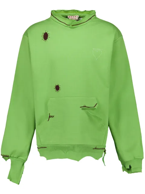 Marni embroidered distressed sweatshirt Green FUMU0130LSUTC275
