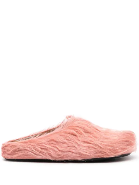 Marni long hair calfskin Fussbett sabots Pink SBMR000600P4122
