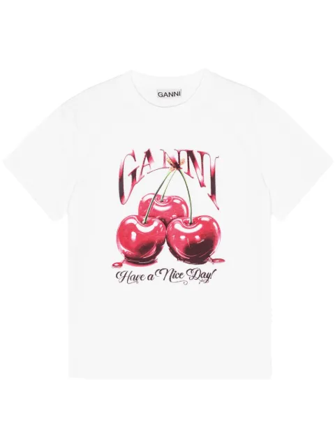 GANNI basic jersey cherry relaxed T-shirt White T4004