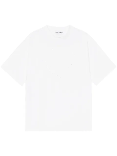 GANNI cotton round-neck t-shirt White T4033