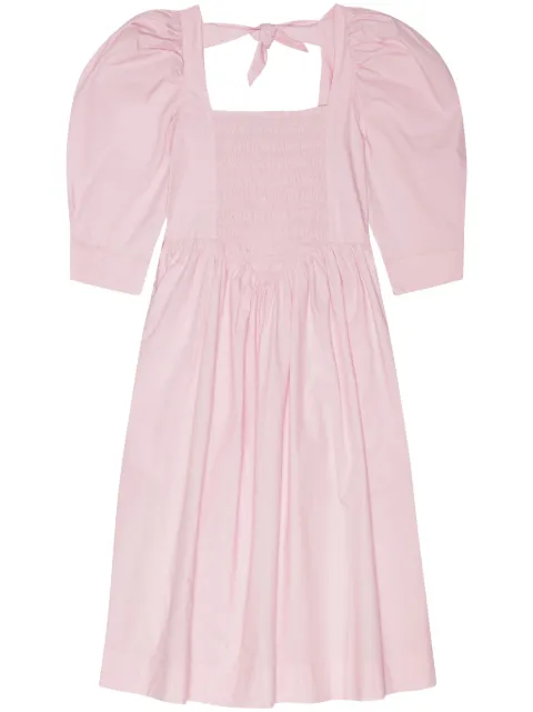 GANNI ruched ribbon-back dress Pink F9691