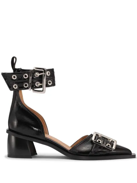 GANNI buckled faux-leather pumps Black S2891