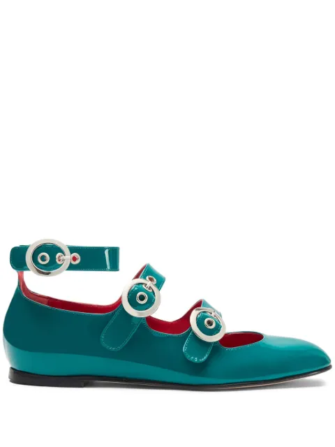 Scarosso Linda II leather ballerina shoes Green LINDAIIBALLGREPATE