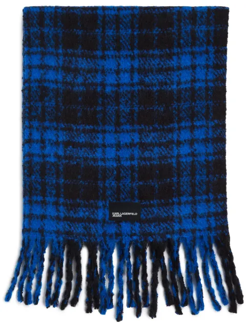 Karl Lagerfeld Jeans checked knitted scarf Blue 246J3303392