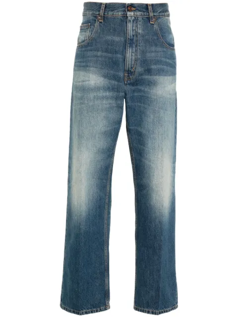 Victoria Beckham logo-patch straight jeans Blue 1324DJE005557A