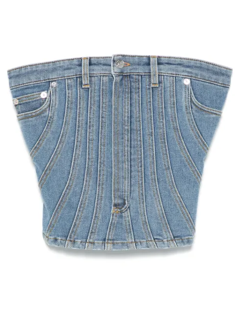 Mugler spiral denim bustier Blue 24F6TO0740211