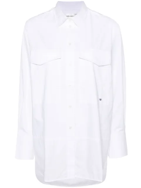 Victoria Beckham logo-embroidered cotton shirt White 1324WSH005575A
