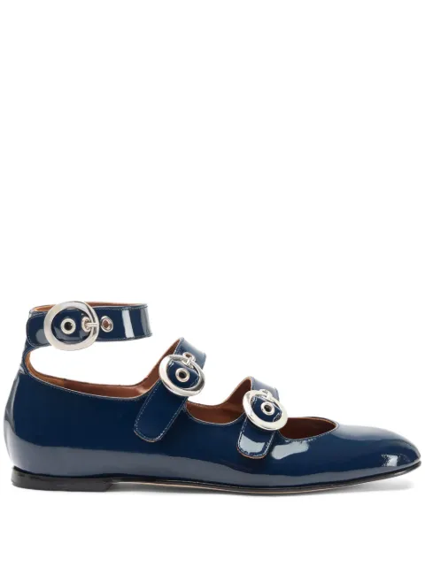 Scarosso Linda II leather ballerina shoes Blue LINDAIIBALLPRUPATE