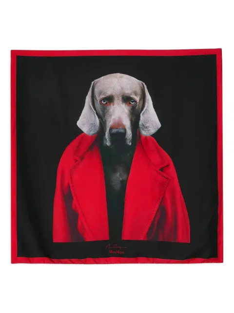 Max Mara dog-print silk scarf Black 2424546151600