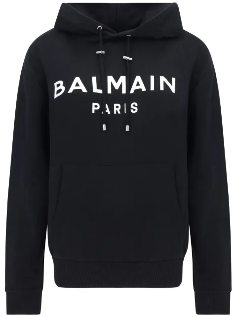 Balmain Logo print hoodie Black DH1JR002BB65