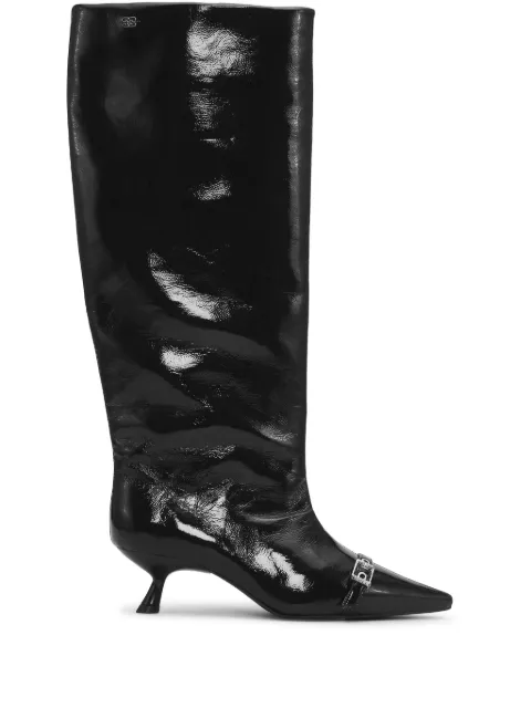 GANNI eyelet-detail slouchy knee-high boots Black S2835
