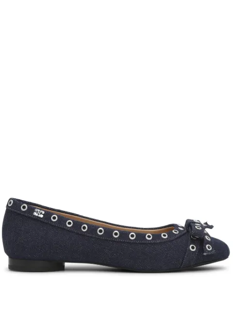 GANNI eyelet detailing denim ballerina shoes Blue S2756