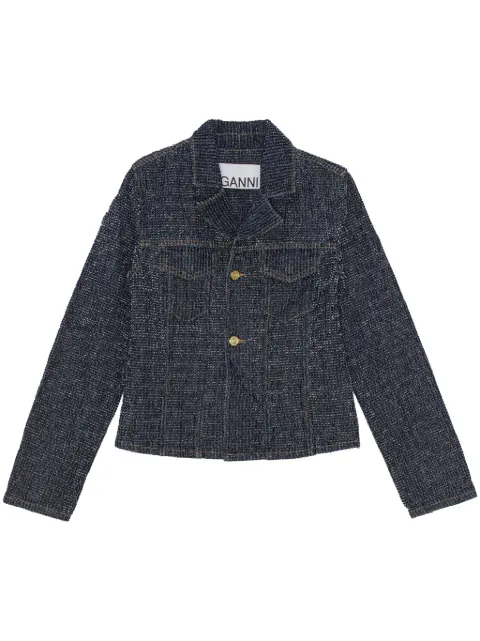 GANNI fluffy denim fitted blazer Blue J1545
