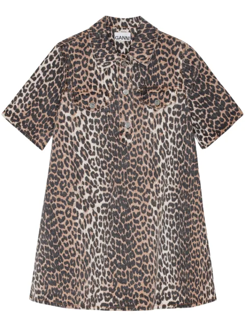 GANNI animal-print denim mini skirt Brown J1528
