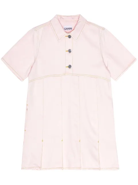 GANNI pleat-hem denim mini dress Pink J1582