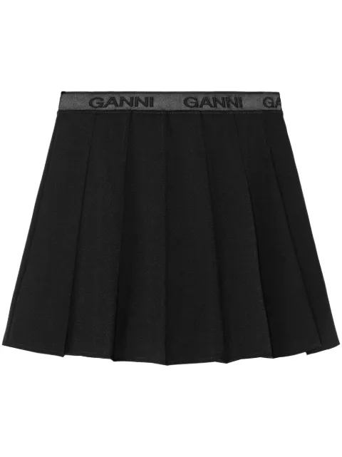 GANNI light twill pleated mini skirt Black F9710