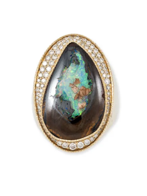 Jacquie Aiche 14kt yellow gold Freeform Koroit diamond and opal ring Gold 2404034