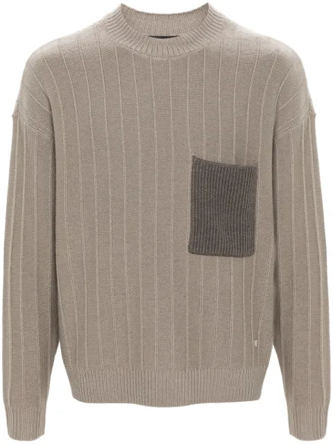 Emporio Armani patch-pocket virgin-wool jumper Neutrals 6D1MX11MJAZ