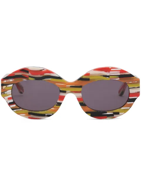 Marni Eyewear Spacey Stripey Ik Kil Cenote oval-frame sunglasses Red EWME0023A1H3800