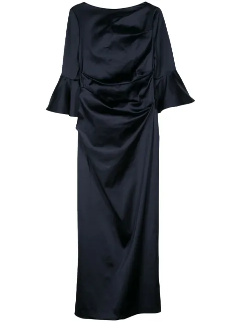 Talbot Runhof gathered duchess-satin gown Blue OL0001171200432
