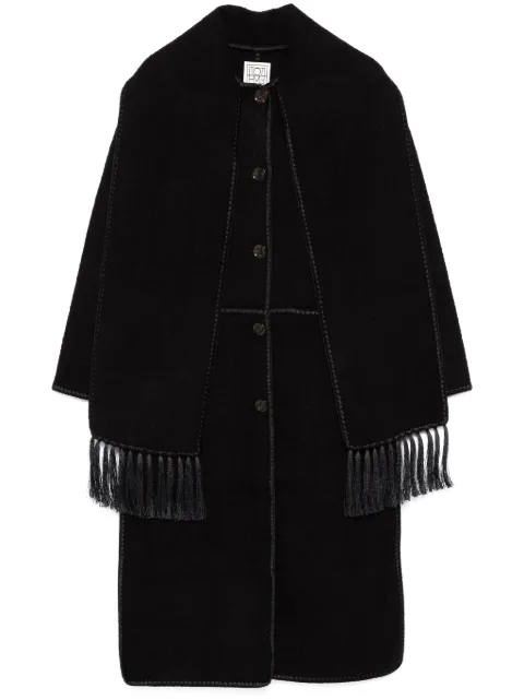 TOTEME embroidered scarf coat Black 244WRO0131FB0292001