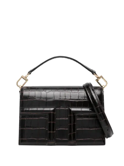 TOTEME mini T-flap croco-embossed bag Brown 244WAL0049LE0076034