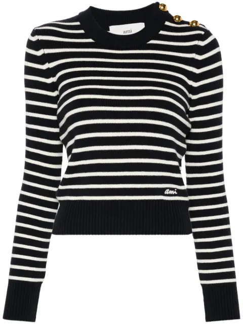AMI Paris ribbed-knit striped jumper Blue FKS039KN0061