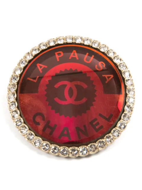 CHANEL Pre-Owned 2019 La Pausa rhinestone brooch Red 15015639