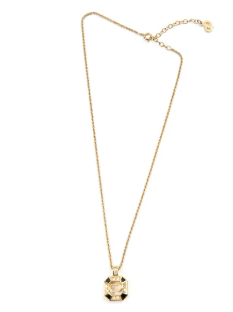 Christian Dior Pre-Owned 1990s CD rhinestone necklace Gold 15015635