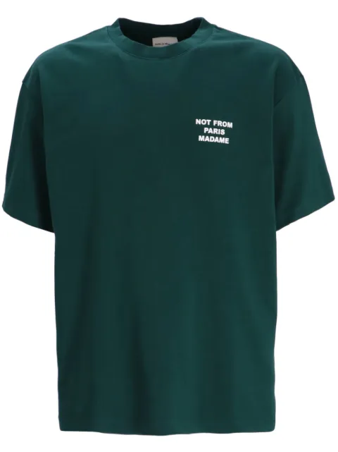 Drôle De Monsieur slogan-print cotton T-shirt Green PERMTS203CO002DGN