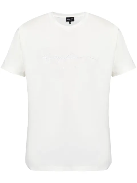 Giorgio Armani logo-embroidered T-shirt White 6GSM90SJRQZ