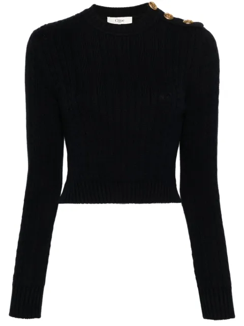 Chloé cable-knit cropped jumper Blue CHC24AMP2659