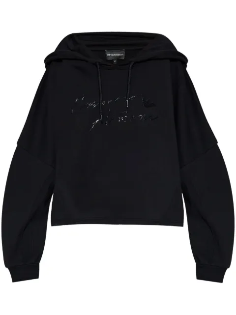 Emporio Armani logo-print cotton hoodie Black 6D2M7F2J49Z