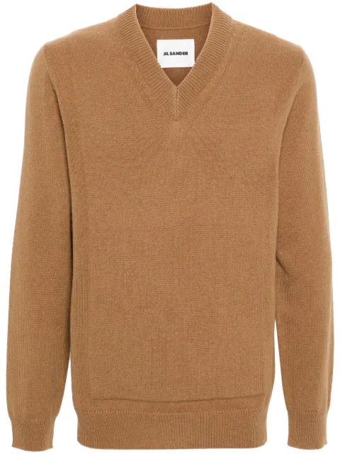 Jil Sander V-neck ribbed-knit jumper Brown J22GP0208J14711