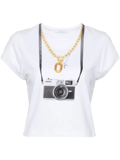 Rabanne camera-print cotton T-shirt White 24AJTE169CO0534