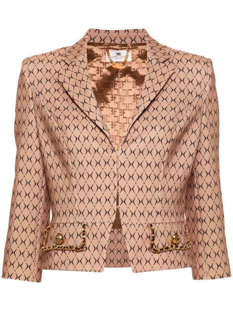 Elisabetta Franchi diamond-print cropped jacket Neutrals GIS8546E2