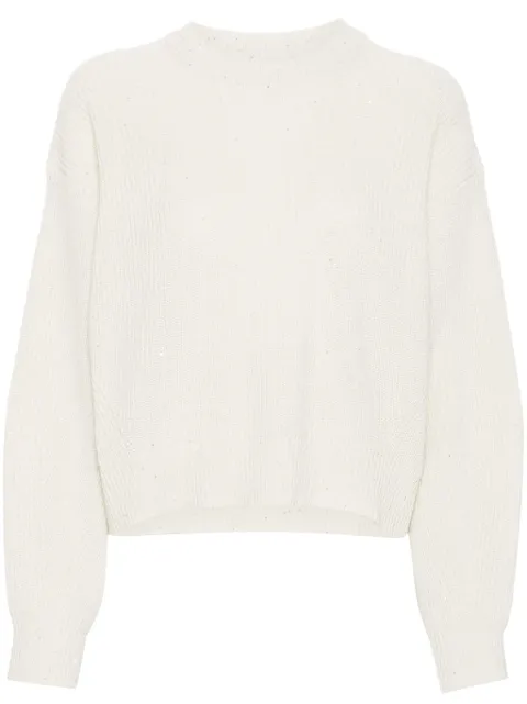 Brunello Cucinelli sequin-embellished knitted jumper Neutrals MBM756900C509