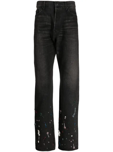 Undercover bead-embellished straight-leg jeans Black UC2C45091