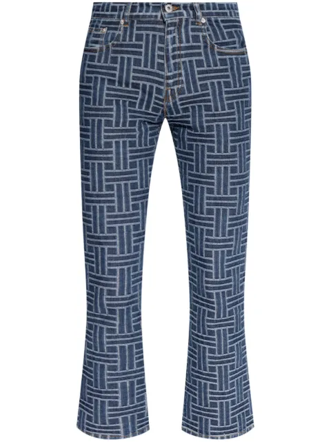 Kenzo pattern jacquard flared jeans Blue FE62DP2296J3