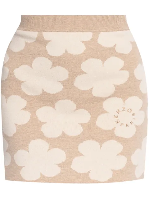 Kenzo floral intarsia-knit skirt Neutrals FE62JU4623CN