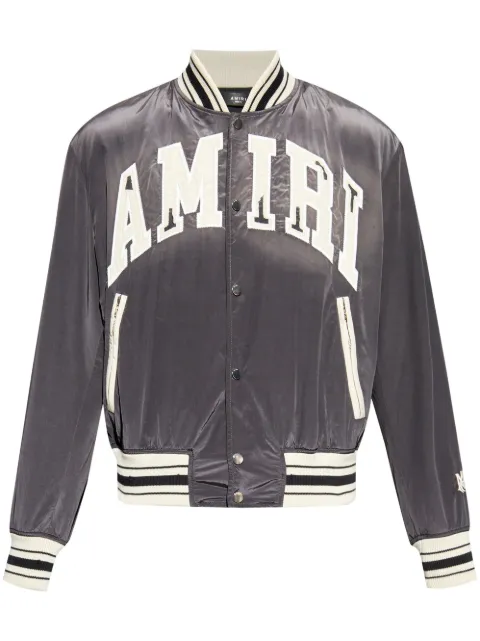 AMIRI logo-embroidered bomber jacket Grey AMOUBB1005