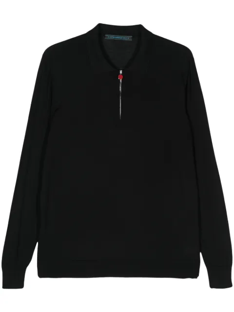 Kiton quarter-zip long-sleeve polo shirt Black UMK0493K5