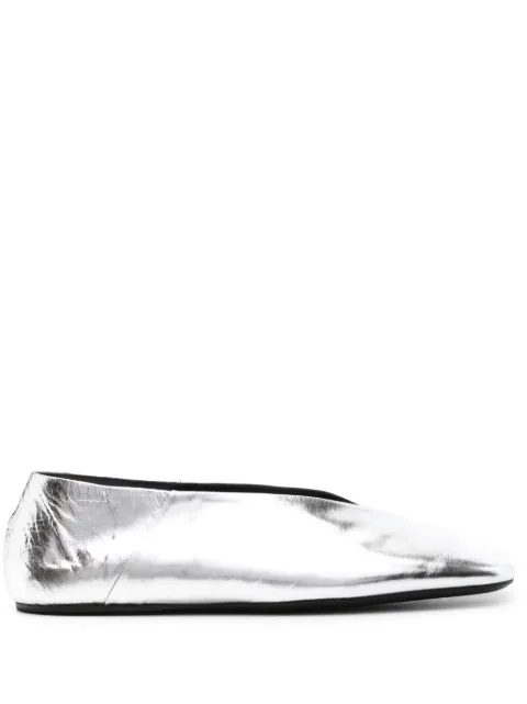Jil Sander metallic leather ballerina shoes Silver J57WZ0001P4836
