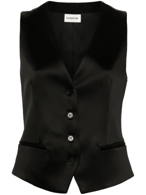 P.A.R.O.S.H. single-breasted satin gilet Black D410039LILIUXY24