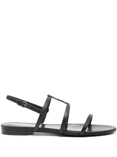 Saint Laurent New Cassandra flat sandals Black 777348BDATT