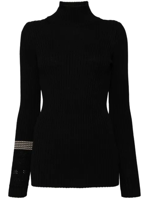 Y's high-neck ribbed-knit top Black YBK90683